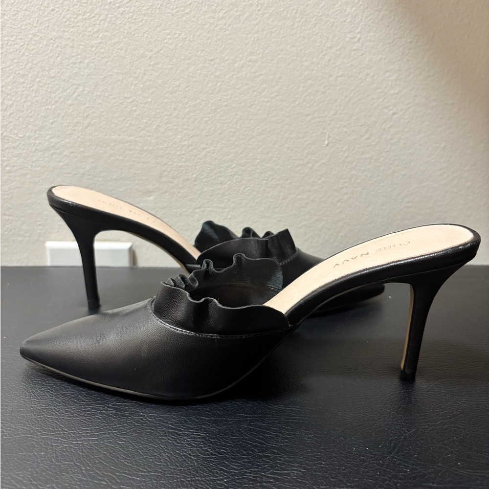 PURE NAVY Black Leather Heels Size 7.5